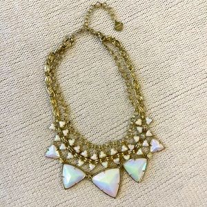 Kendra Scott Iridescent White Layered Triangle Necklace